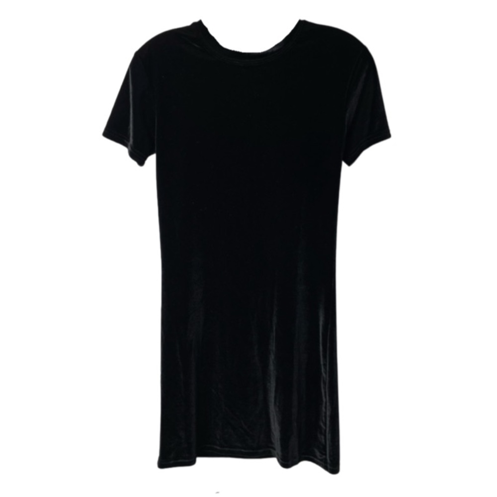 storets black velvet short sleeve dress